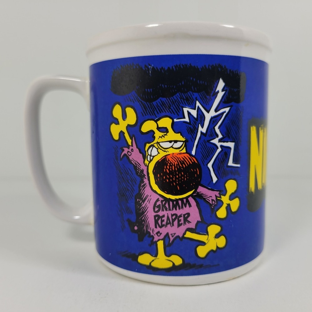 Grimmy Mug Night of the Living Dog Grimm Reaper Vintage 1990 Mother Goose Enesco